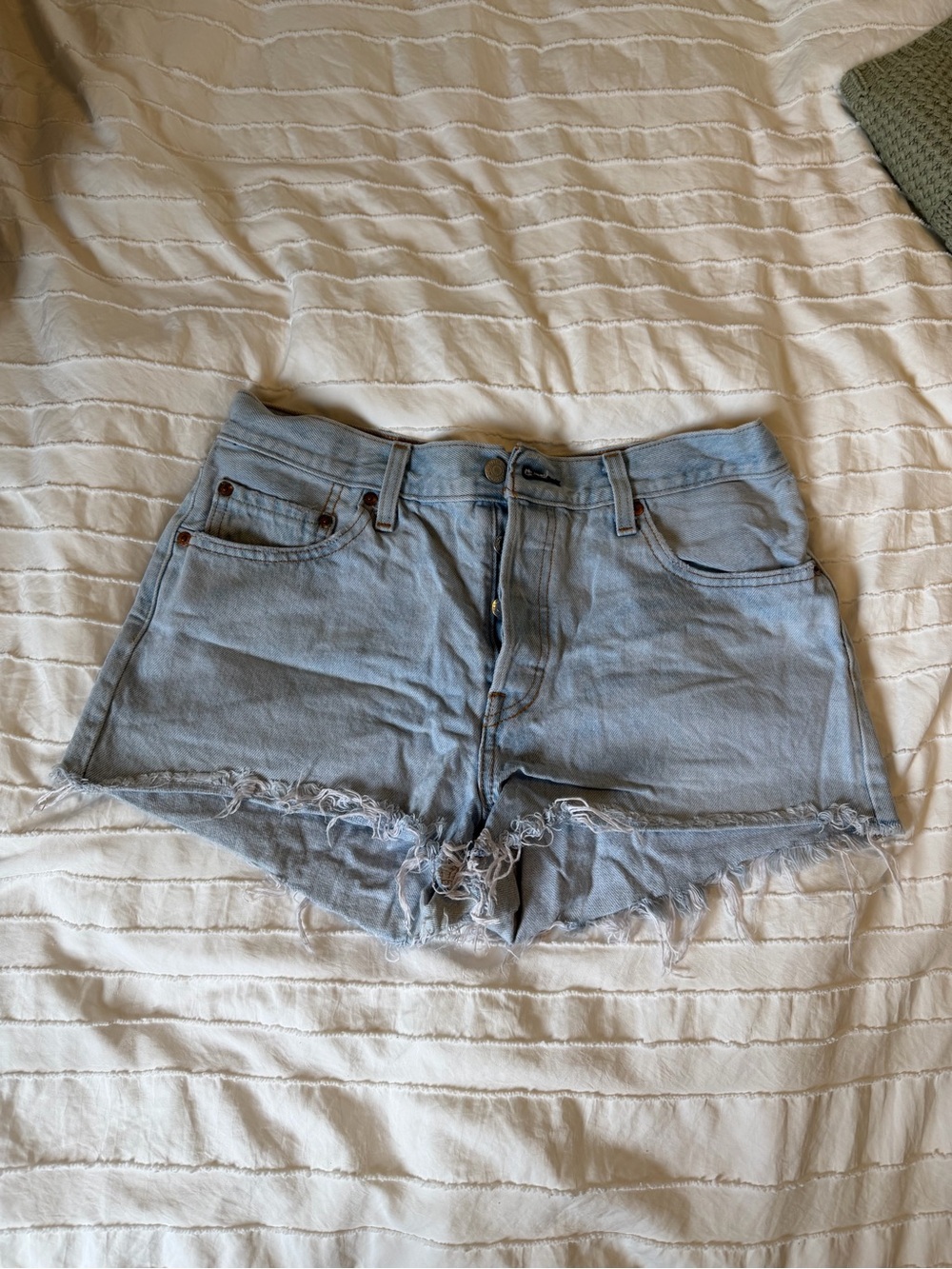 Levi's Light Blue Distressed Cutoff Jean Shorts
